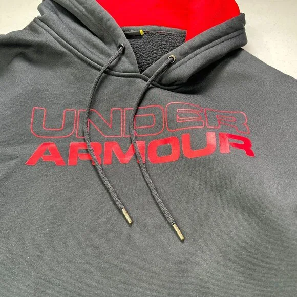 Under Armour Hoodie Sweatshirt Mens Medium Black Long Sleeve Pullover Loose Fit - Picture 4 of 6